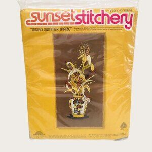 Vintage Sunset Stitchery Crewel Embroidery Kit Indian Summer Maize Granny Core